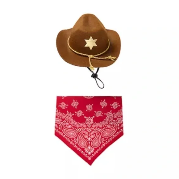PetSmart Thrills & Chills Cowboy Hat Bandana Dog Cat Costume L/XL - Picture 5 of 8
